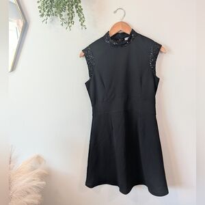 Alda Ferretti Made In Italy  Black Sleeveless Mini Dress With Sequins. Size M